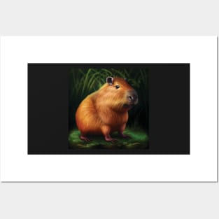 Cute Capybara in Grass Posters and Art